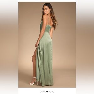 Dusty Sage Satin Maxi Dress